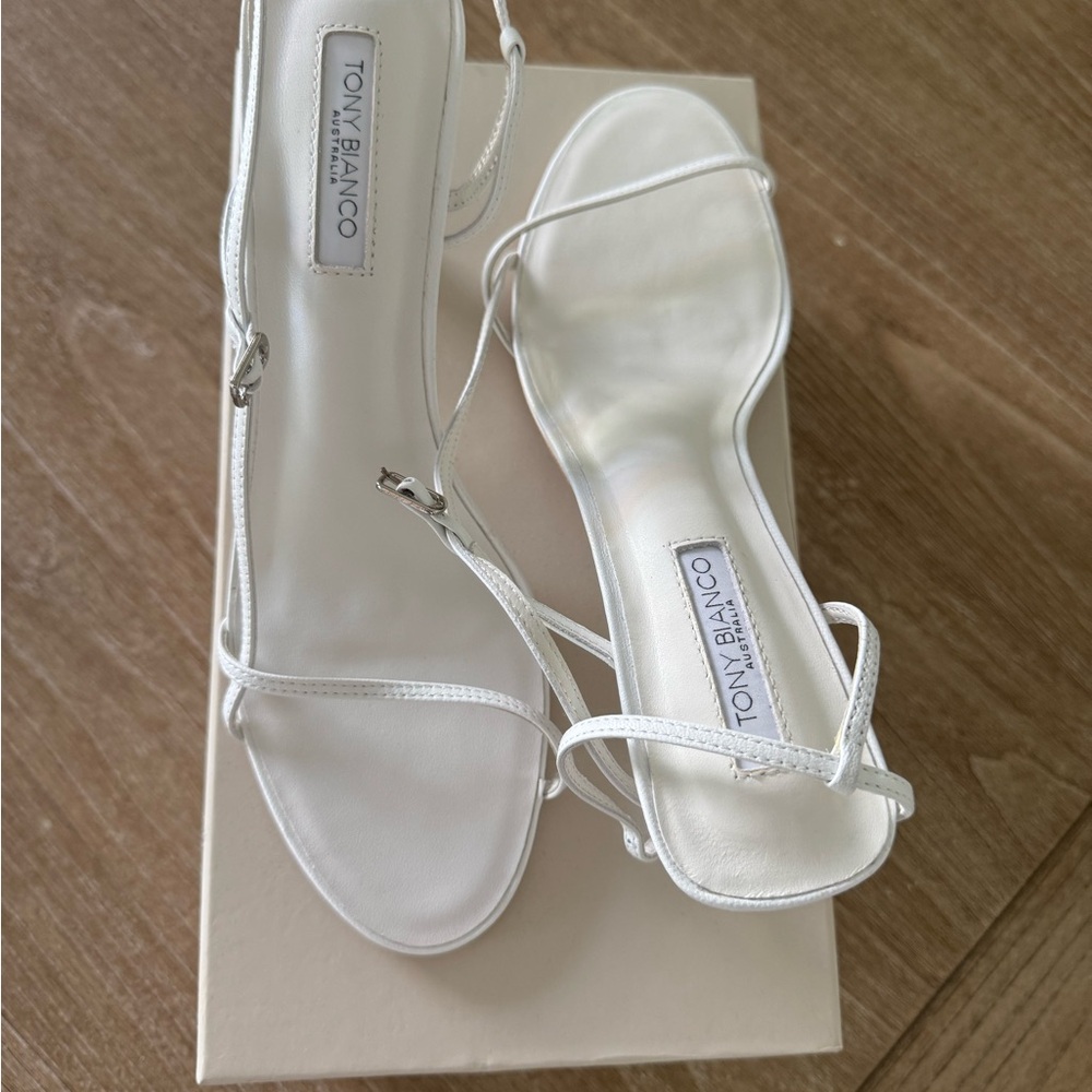 Tony Bianco White Strappy kitten heel